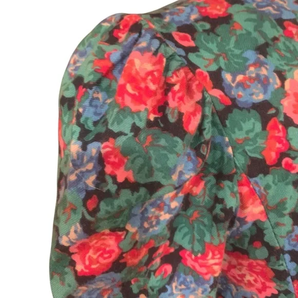 Vintage Laura Ashley button down puff sleeve drop waist floral midi dress sz 12 - Picture 6 of 11